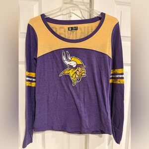 Authentic NFL Minnesota Vikings Women’s Purple and Gold Long Sleeve Shirt